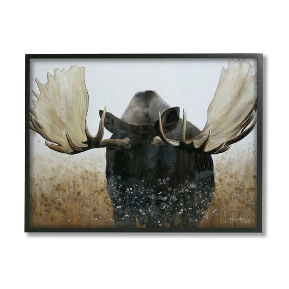 Stupell Industries Moose Portrait Modern Splash Animals & Insects Painting Black Framed Art Print Wall Art, 20 x 16