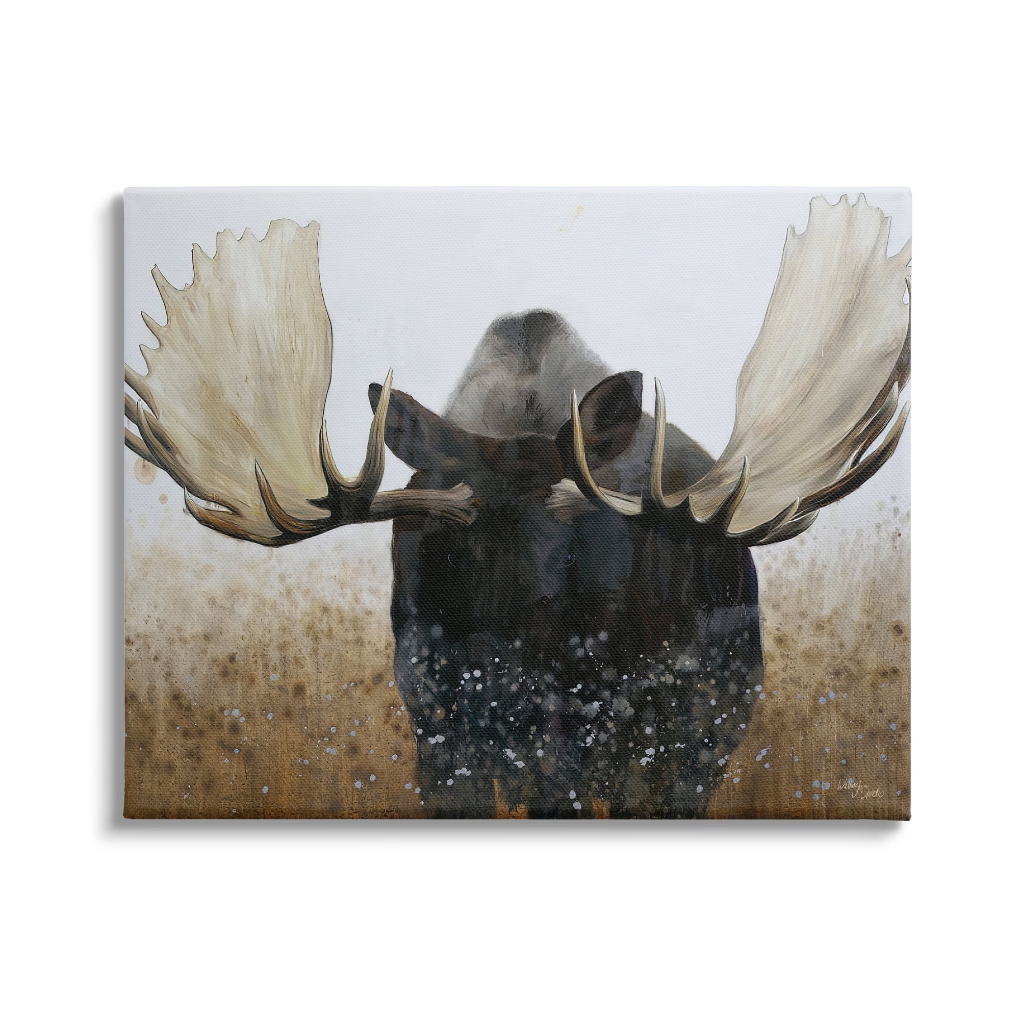Stupell Industries Moose Portrait Modern Splash Animals & Insects Painting Gallery Wrapped Canvas Print Wall Art, 30 x 24