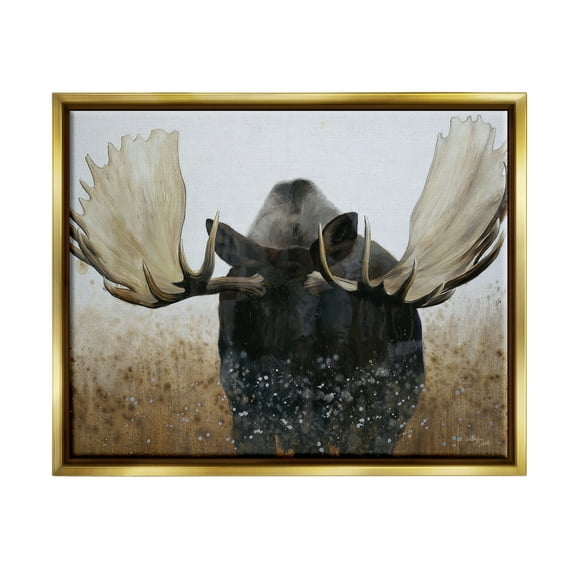Stupell Industries Moose Portrait Modern Splash Animals & Insects Painting Gold Floater Framed Art Print Wall Art, 31 x 25