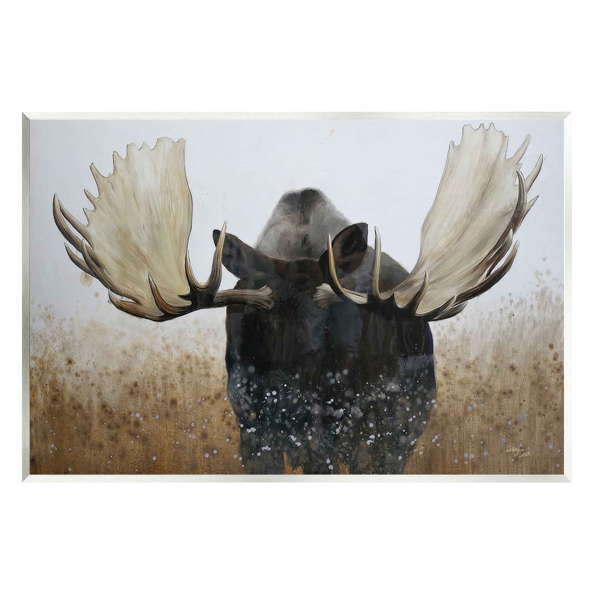 Stupell Industries Moose Portrait Modern Splash Animals & Insects Painting Unframed Art Print Wall Art, 15 x 10