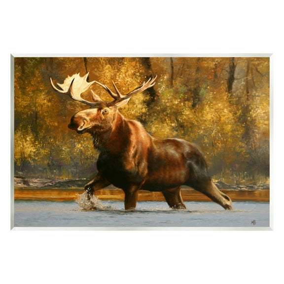 Stupell Industries Moose Stepping River Foliage Animals & Insects Photography Unframed Art Print Wall Art, 15 x 10