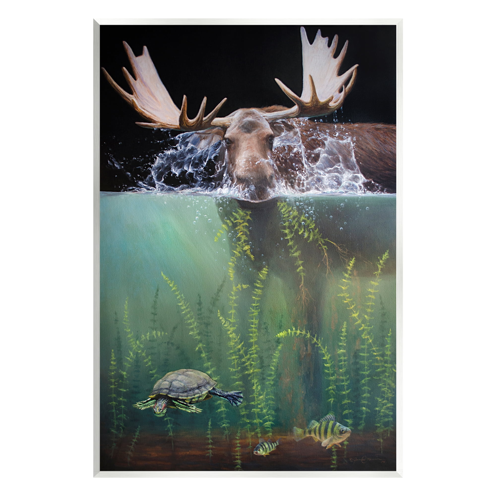 Stupell Industries Moose Underwater View Animals & Insects Painting Unframed Art Print Wall Art, 10 x 15