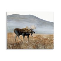 Stupell Industries Moose Wanderer Mountain Valley Wall Plaque Art design by Georgie Harrison, 11 x 14