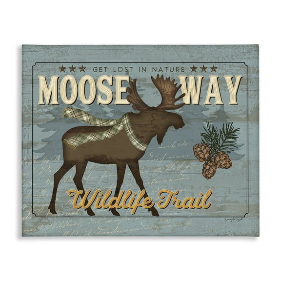 Stupell Industries Moose Way Wildlife Trail Animals Painting Wrapped Canvas Canvas Art Print Wall Art, 40 x 30