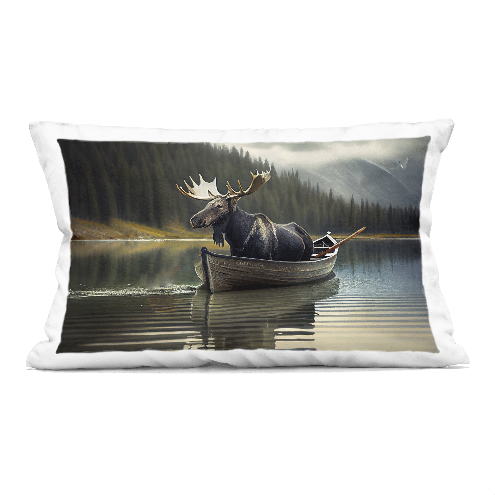 Stupell Industries Moose in Canoe Tranquility Decorative Printed Throw Pillow, design by Sasha