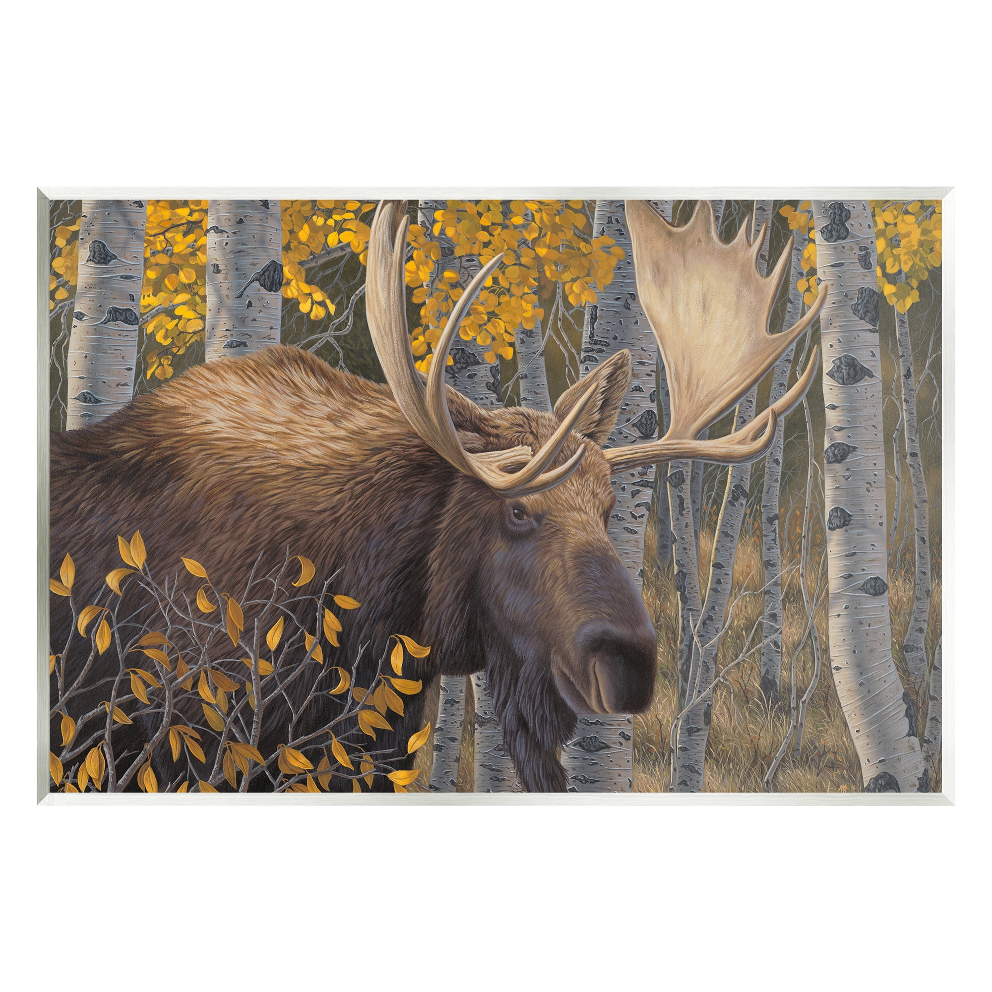 Stupell Industries Moose in Fall Foliage Animals & Insects Painting Unframed Art Print Wall Art, 19 x 13