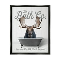 Stupell Industries Moose in Tub Animals & Insects Painting Black Floater Framed Art Print Wall Art, 17 x 21