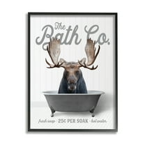 Stupell Industries Moose in Tub Animals & Insects Painting Black Framed Art Print Wall Art, 11 x 14