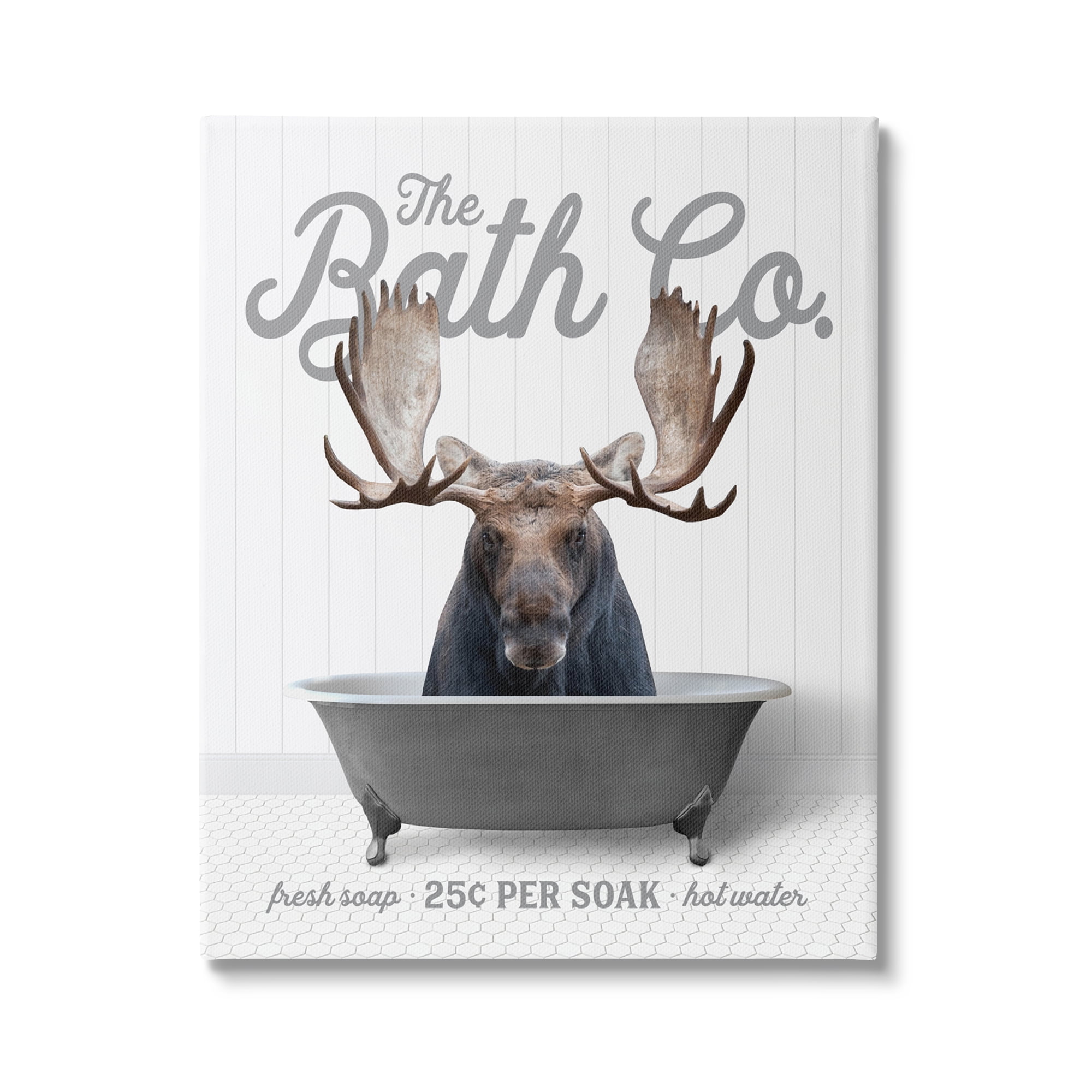 Stupell Industries Moose in Tub Animals & Insects Painting Gallery Wrapped Canvas Print Wall Art, 36 x 48