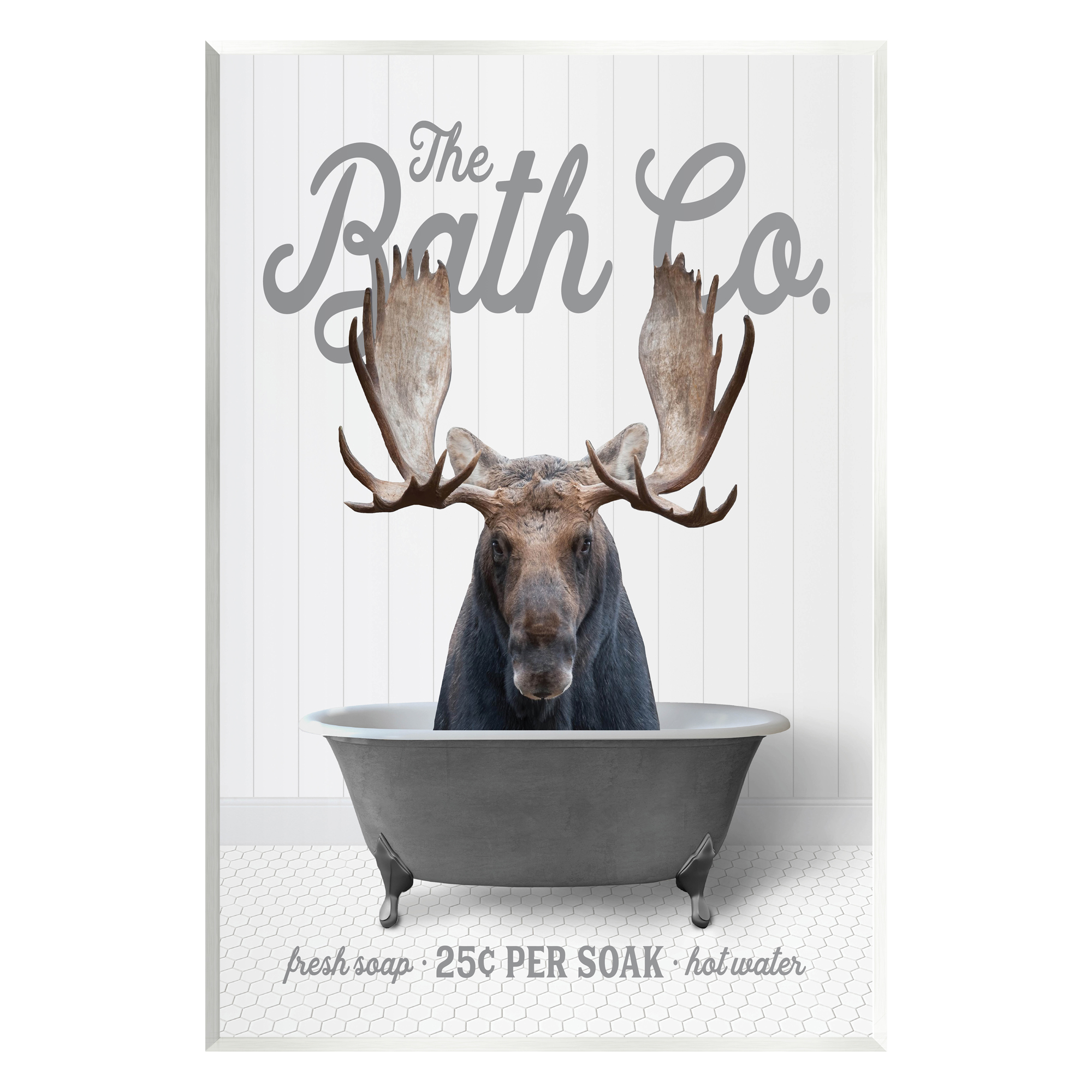 Stupell Industries Moose in Tub Animals & Insects Painting Unframed Art Print Wall Art, 10 x 15