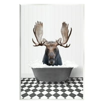 Stupell Industries Moose in Vintage Bath Animals & Insects Painting Unframed Art Print Wall Art, 10 x 15