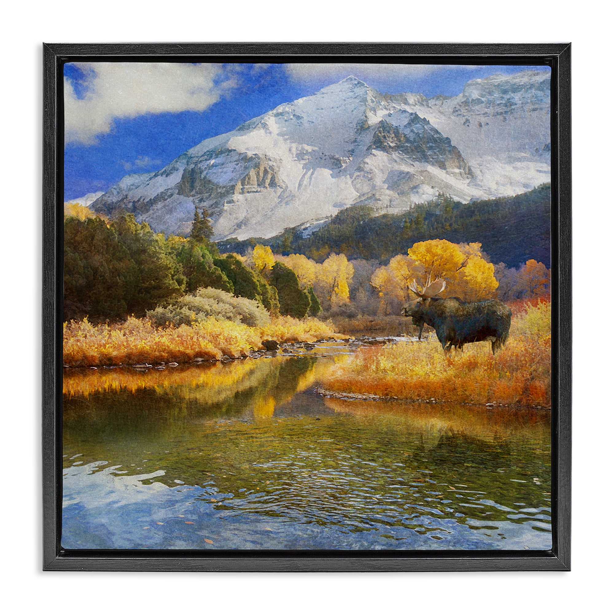 Stupell Industries Moose on Dolores River Landscape & Nature Photography Black Floater Framed Canvas Art Print Wall Art, 25 x 25
