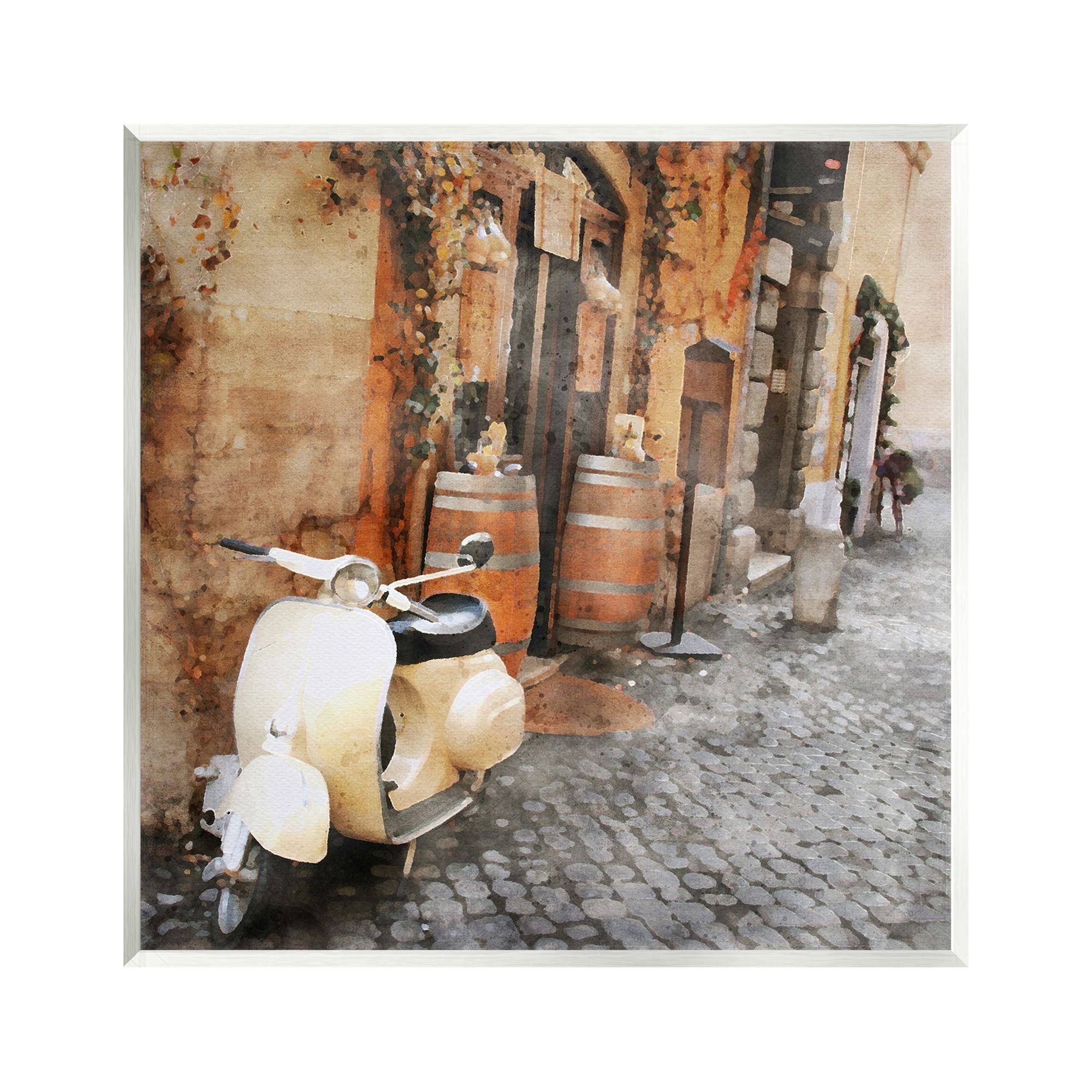 Stupell Industries Moped in Town Alley Travel & Places Painting Unframed Art Print Wall Art, 12 x 12