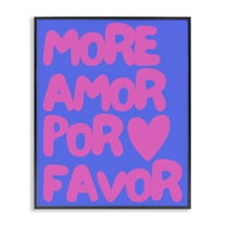 Stupell Industries More Amor Blue & Pink Text & Numbers Painting Black Framed Art Print Wall Art, 11 x 14