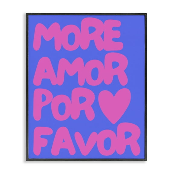 Stupell Industries More Amor Blue & Pink Text & Numbers Painting Black Framed Art Print Wall Art, 11 x 14