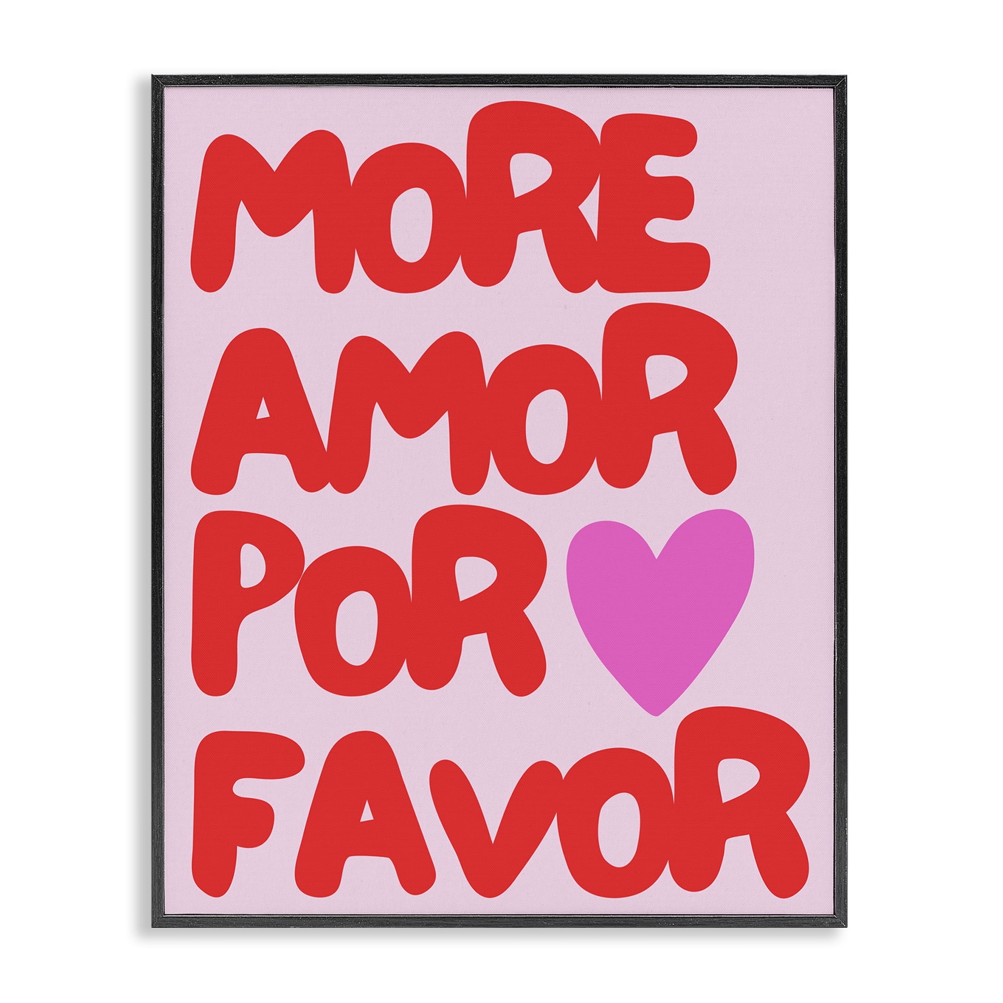 Stupell Industries More Amor Phrase Text & Numbers Painting Black Framed Art Print Wall Art, 11 x 14