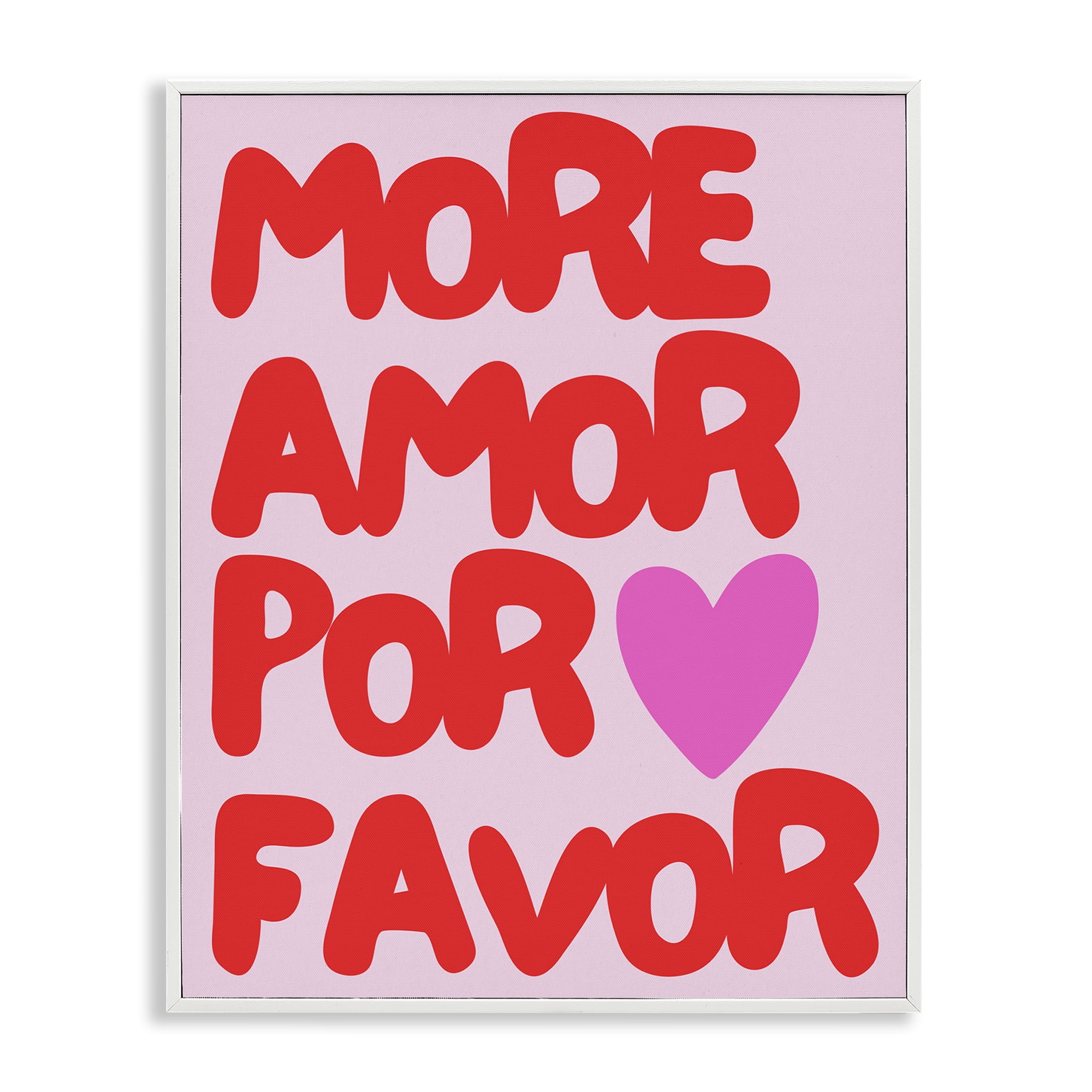 Stupell Industries More Amor Phrase Text & Numbers Painting White Framed Art Print Wall Art, 24 x 30