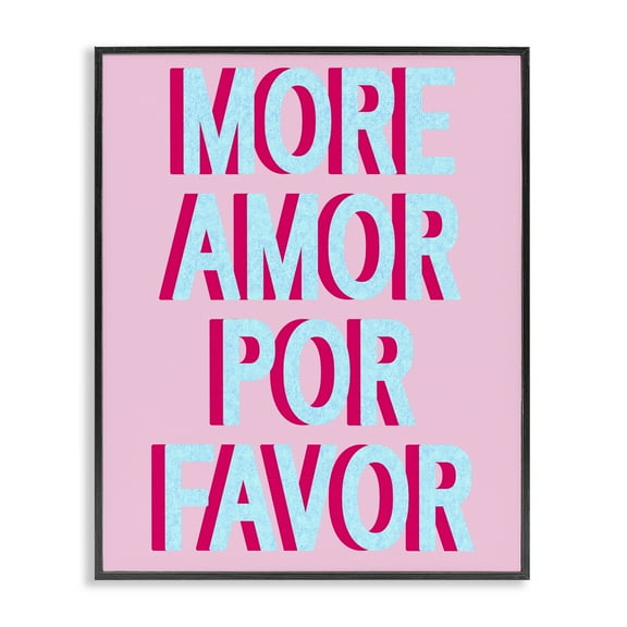 Stupell Industries More Amor Phrase Typography Painting Black Framed Art Print Wall Art, 11 x 14