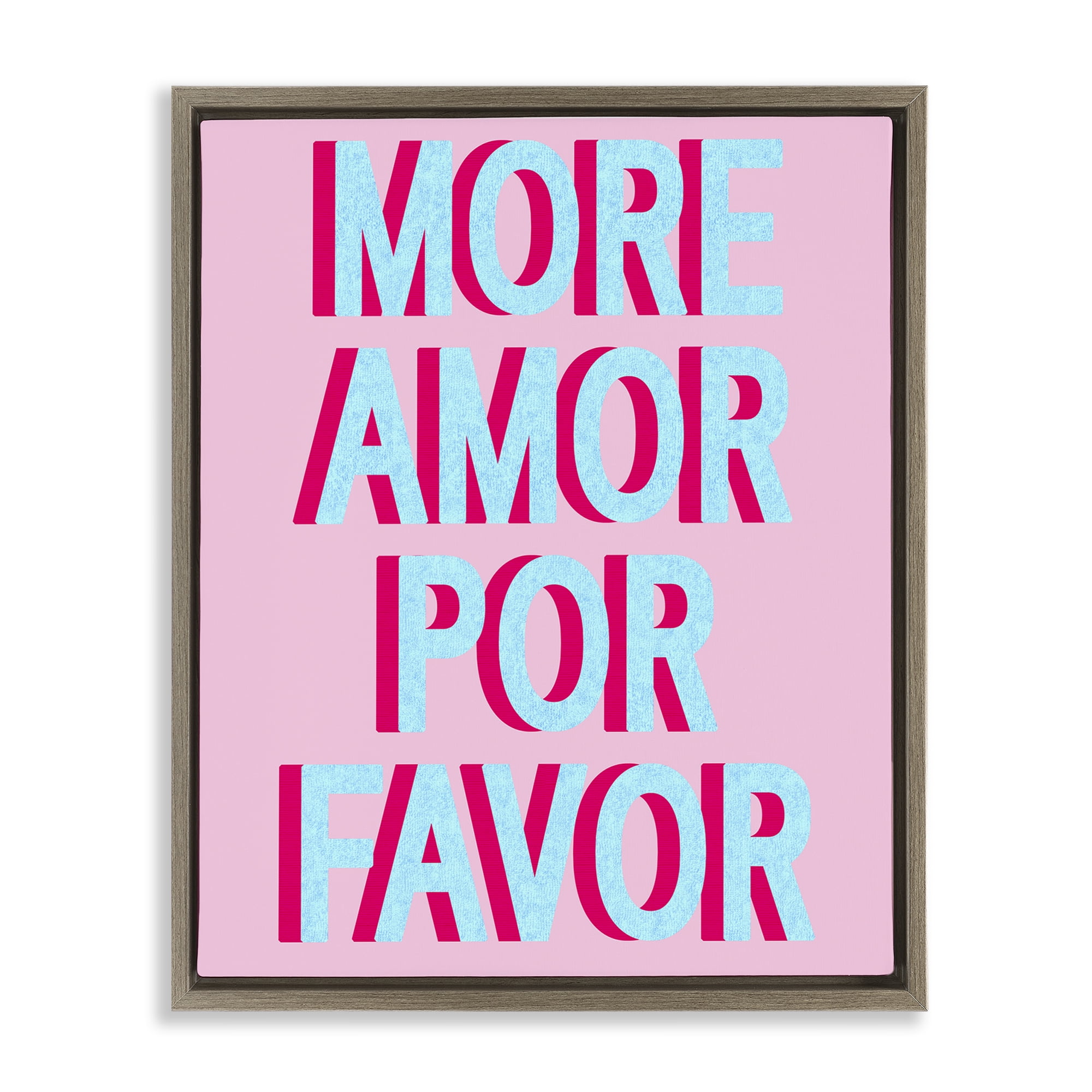 Stupell Industries More Amor Phrase Typography Painting Brown Floater Framed Art Print Wall Art, 25 x 31