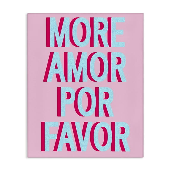 Stupell Industries More Amor Phrase Typography Painting Gallery Wrapped Canvas Art Print Wall Art, 16 x 20