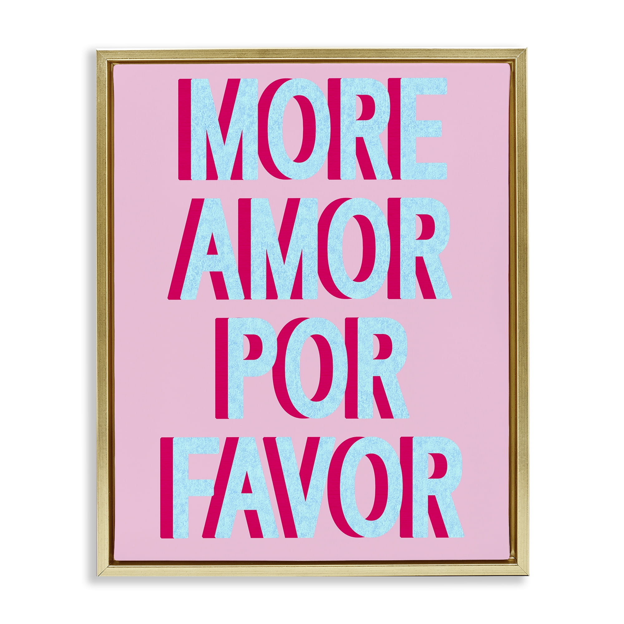 Stupell Industries More Amor Phrase Typography Painting Gold Floater Framed Art Print Wall Art, 17 x 21