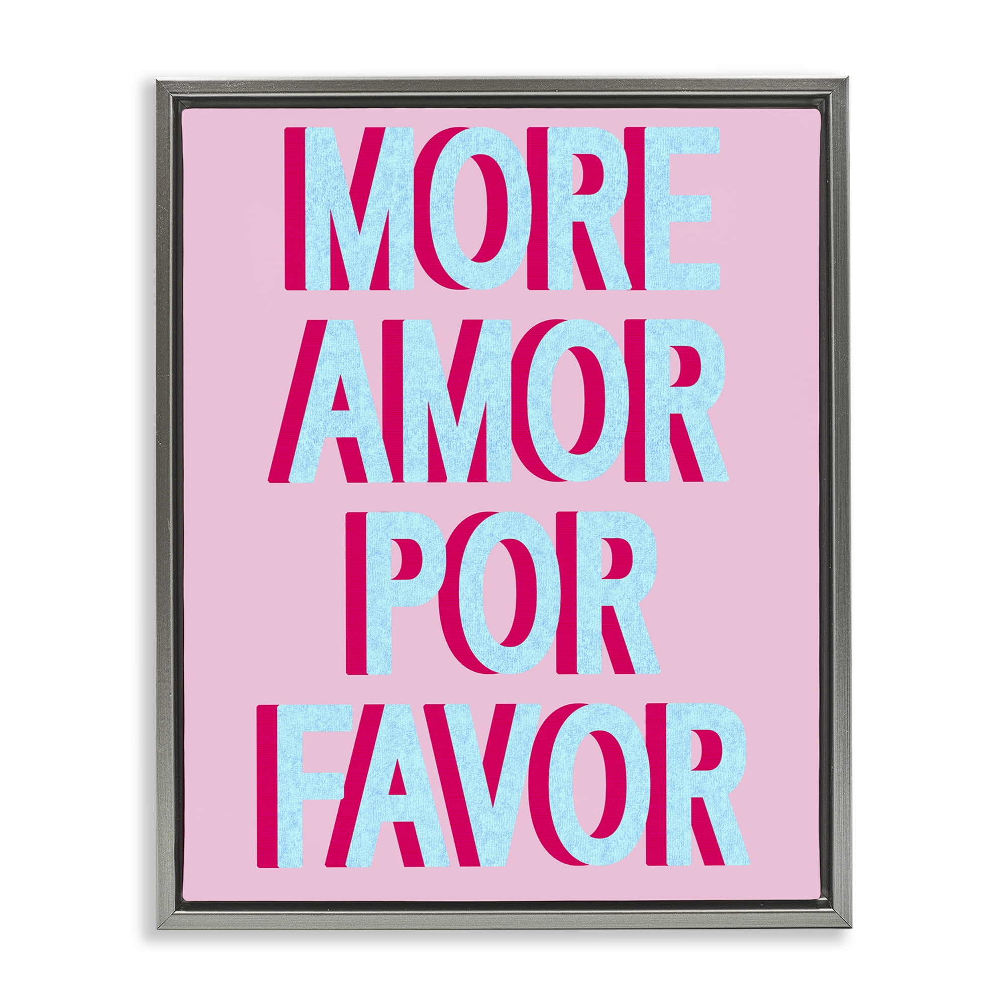 Stupell Industries More Amor Phrase Typography Painting Gray Floater Framed Art Print Wall Art, 25 x 31