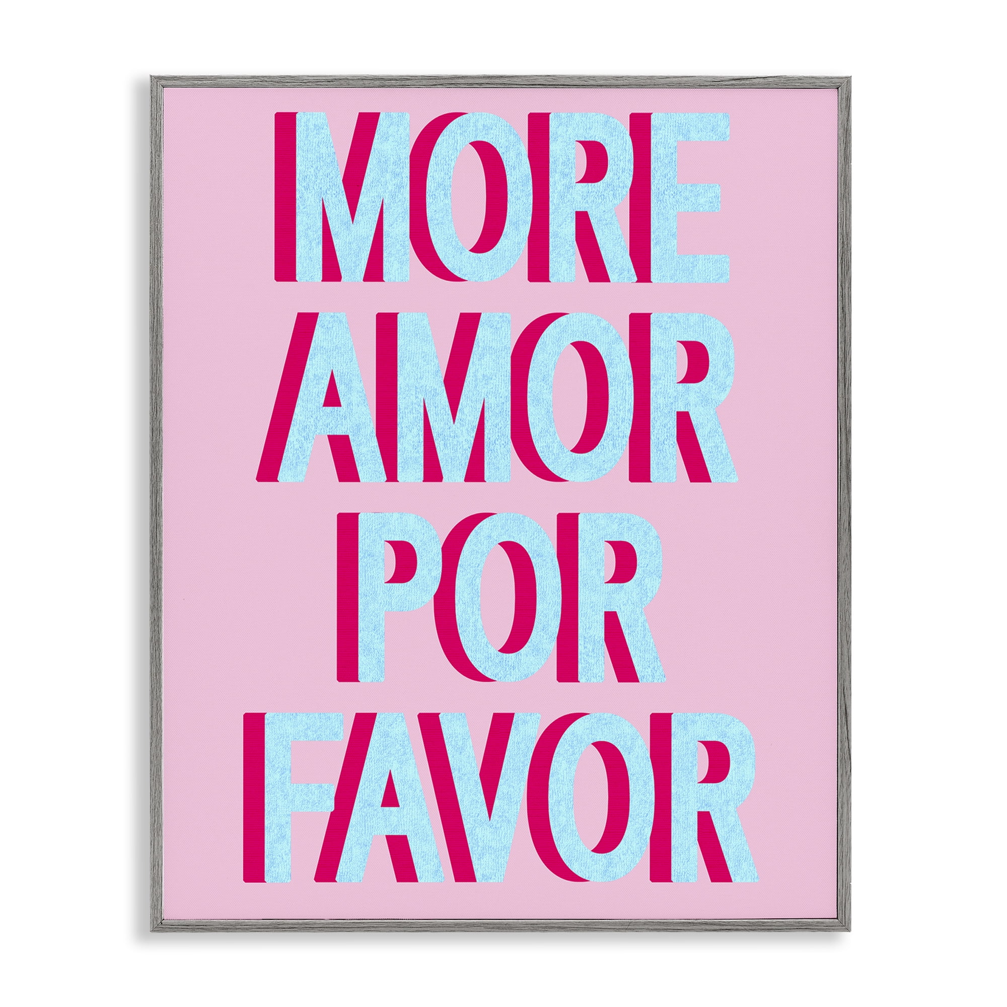 Stupell Industries More Amor Phrase Typography Painting Gray Framed Art Print Wall Art, 24 x 30