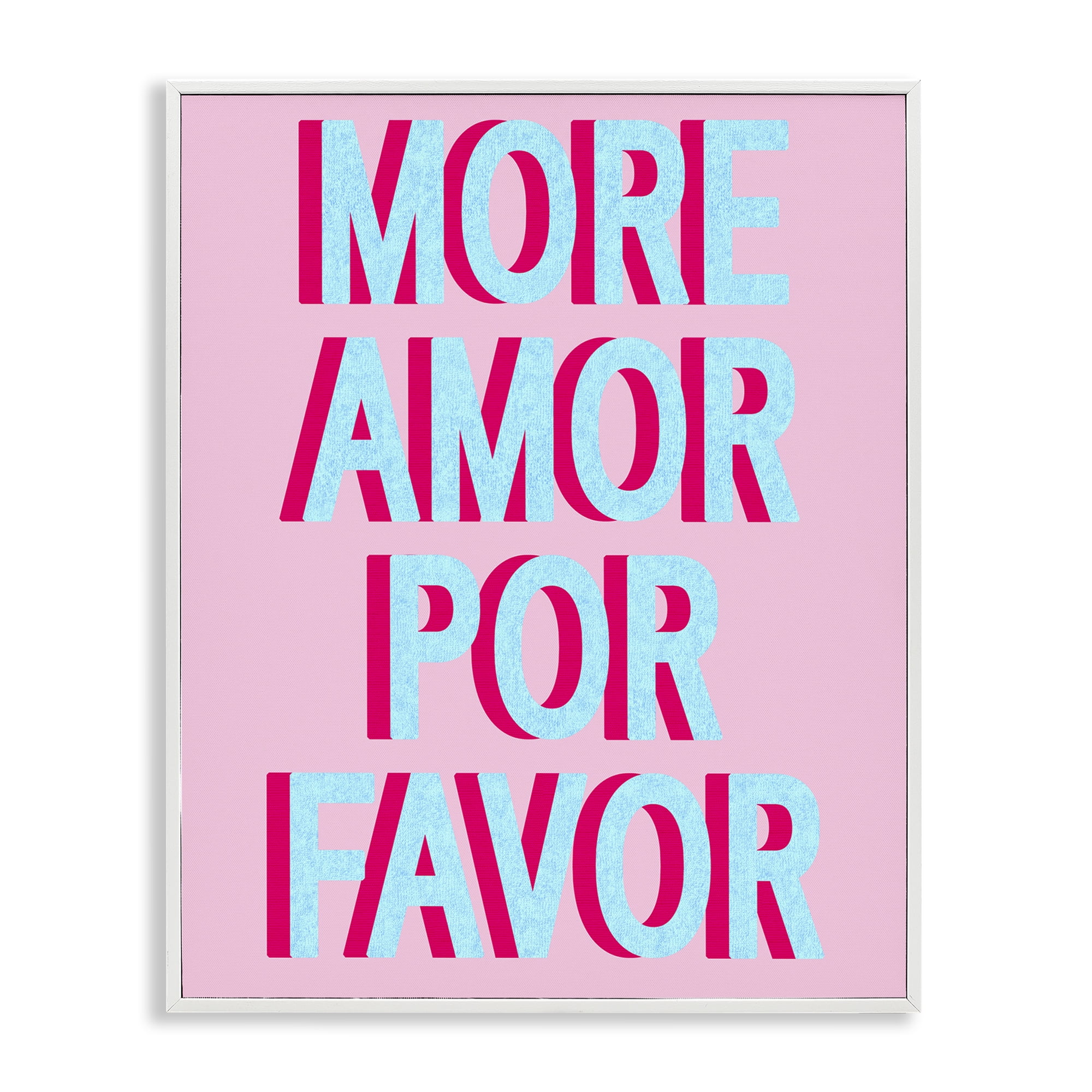 Stupell Industries More Amor Phrase Typography Painting White Framed Art Print Wall Art, 16 x 20