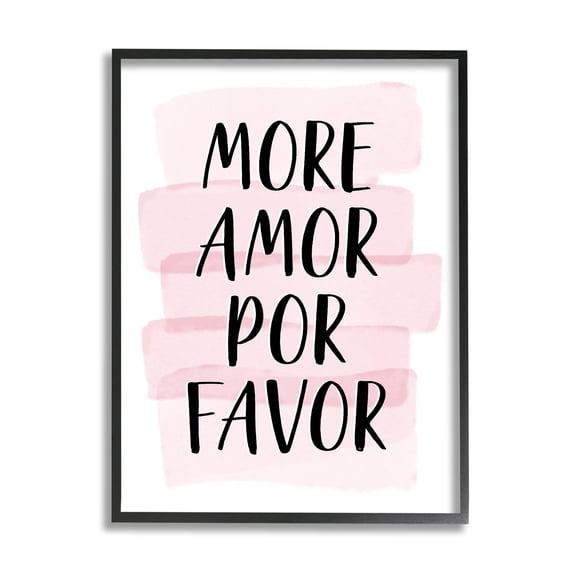 Stupell Industries More Amor Por Favor Phrase Pink Highlight Performing Arts Painting Black Framed Art Print Wall Art, 11 x 14
