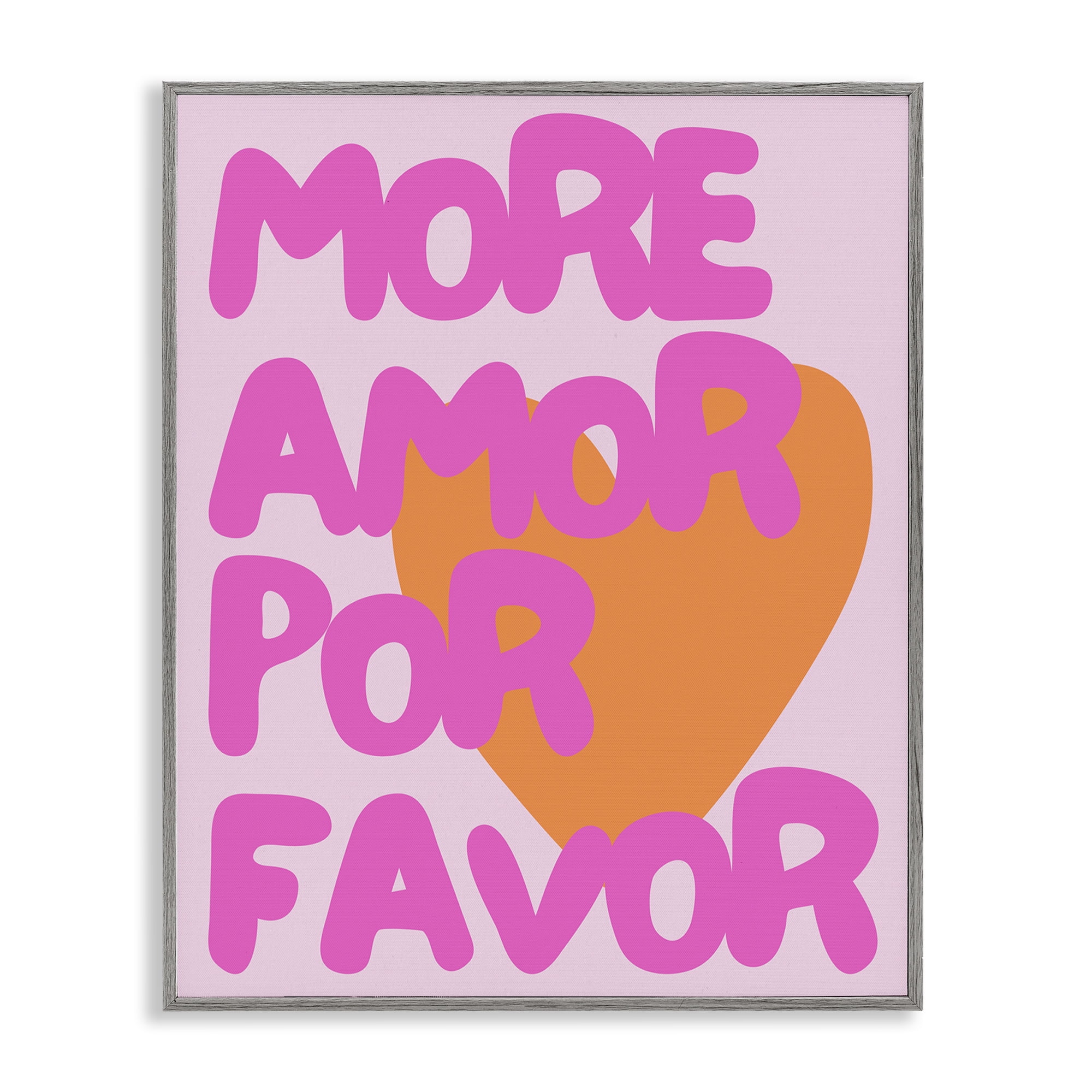 Stupell Industries More Amor Por Favor Text & Numbers Painting Gray Framed Art Print Wall Art, 11 x 14