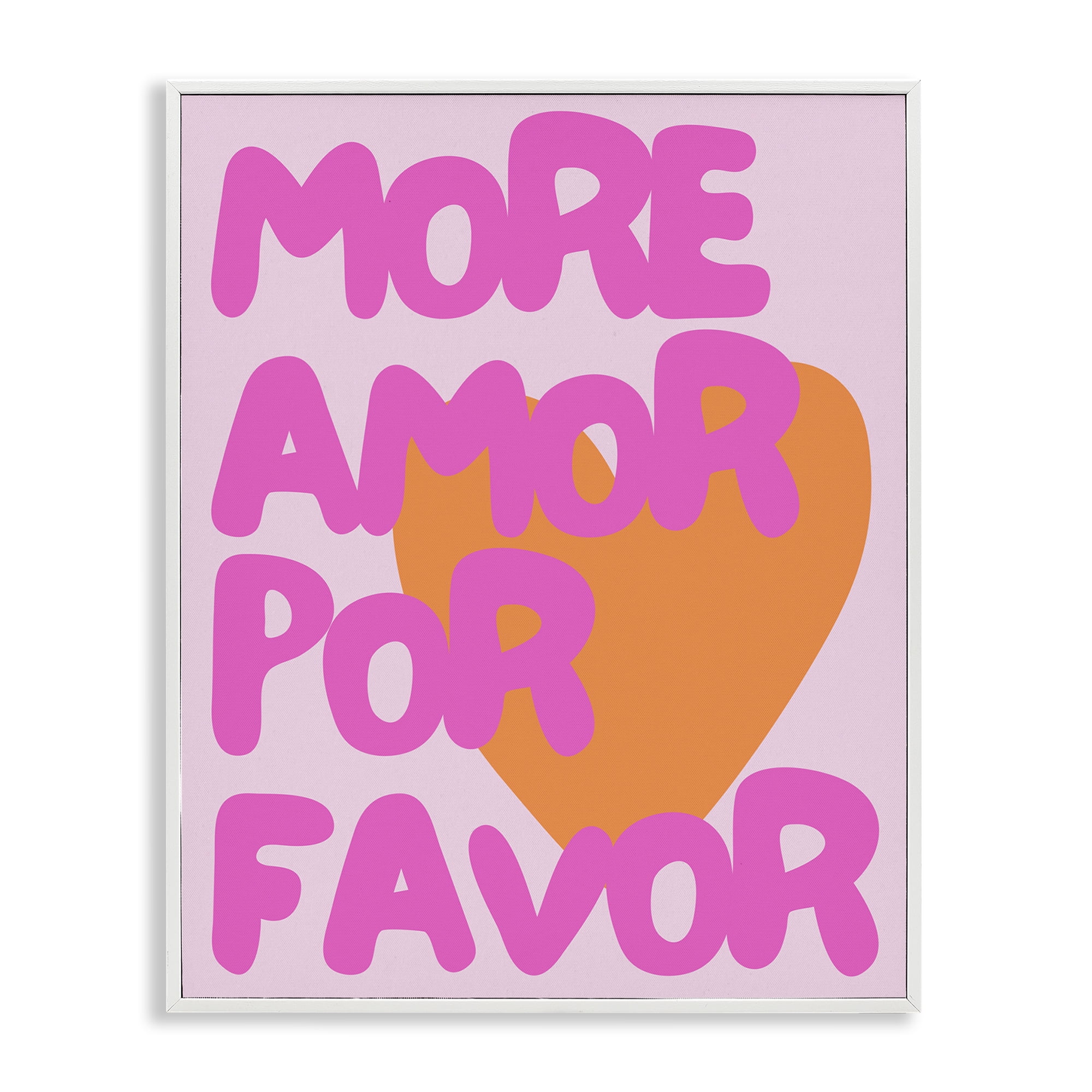 Stupell Industries More Amor Por Favor Text & Numbers Painting White Framed Art Print Wall Art, 24 x 30