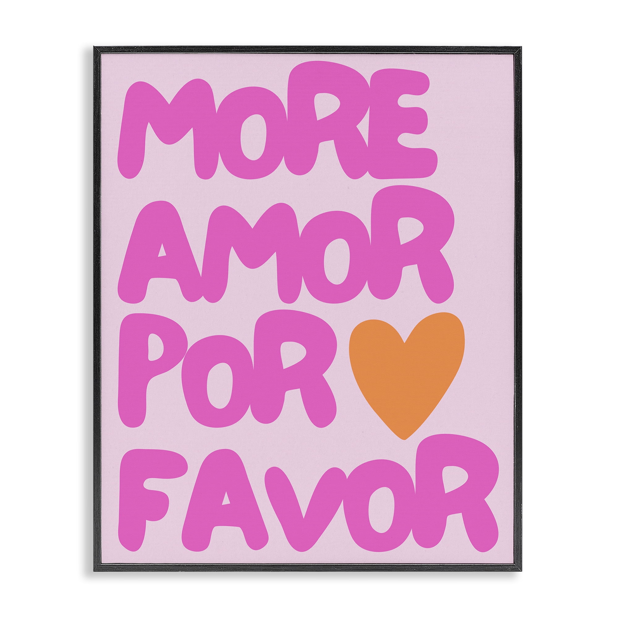 Stupell Industries More Amor with Heart Text & Numbers Painting Black Framed Art Print Wall Art, 16 x 20