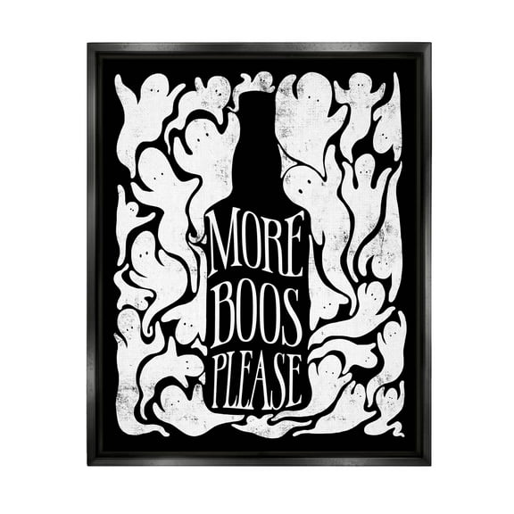 Stupell Industries More Boos Please Funny Liquor Graphic Art Jet Black Floating Framed Canvas Print Wall Art, Design by Lil' Rue
