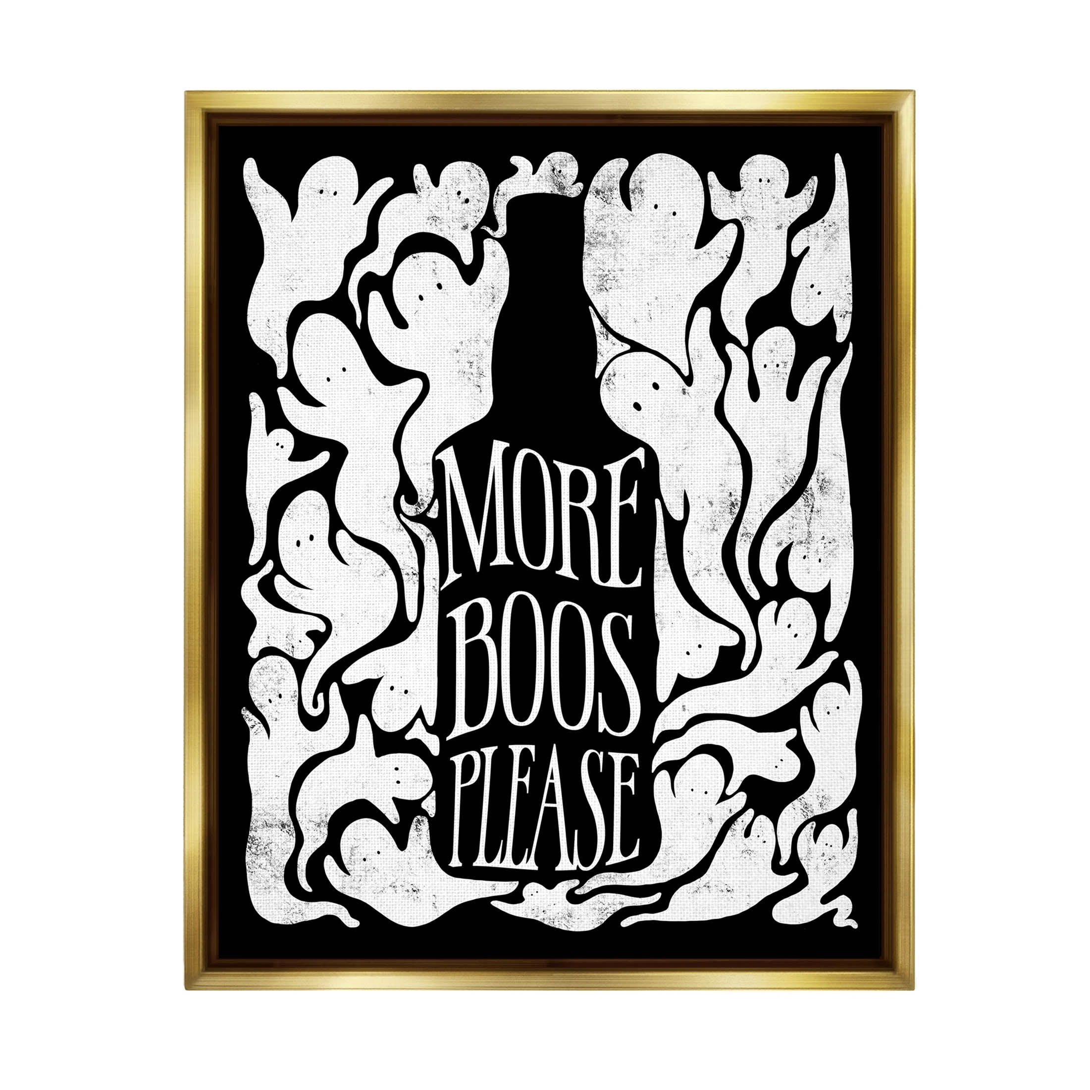 Stupell Industries More Boos Please Funny Liquor Graphic Art Metallic Gold Floating Framed Canvas Print Wall Art, Design by Lil' Rue