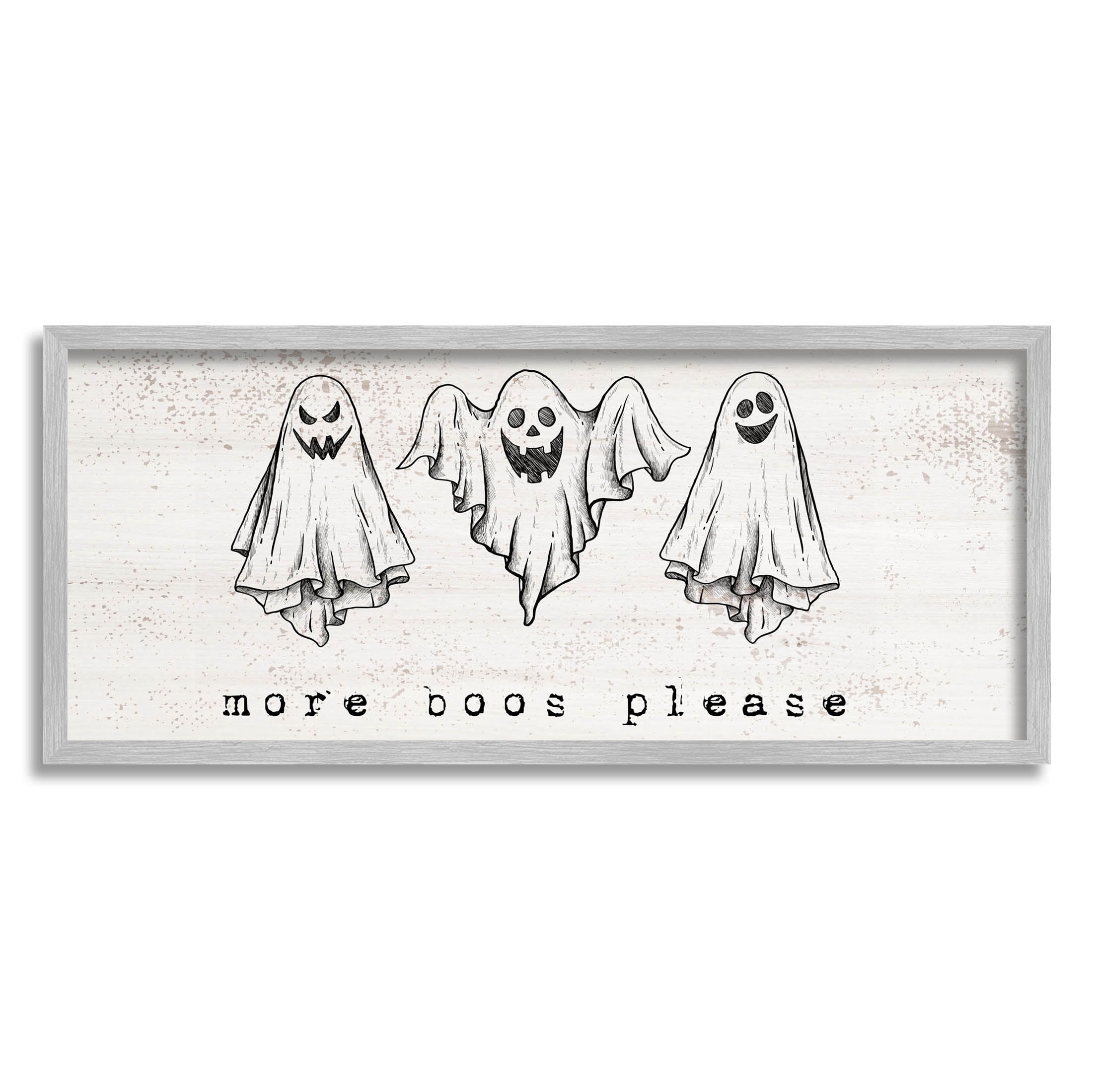 Stupell Industries More Boos Please Scary Ghosts Graphic Art Gray Framed Art Print Wall Art, Design by Lil' Rue