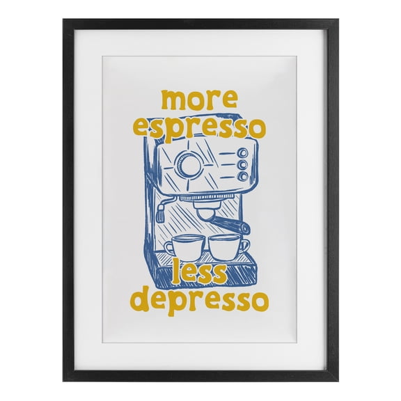 Stupell Industries More Espresso Minimal Coffee Black Framed Print Under Glass design by JJ Design House LLC, 20 x 14