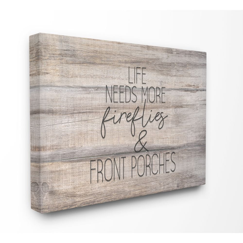 Stupell Industries More Fireflies Country Life Home Wood Textured Word Design Super Canvas Wall Art by Kimberly Allen