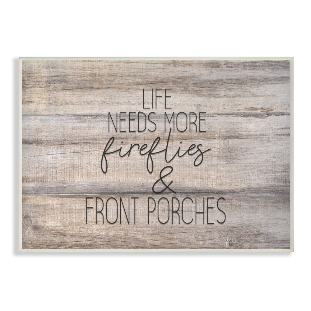 Stupell Industries More Fireflies Country Life Home Wood Textured Word Design Wall Plaque Art by Kimberly Allen