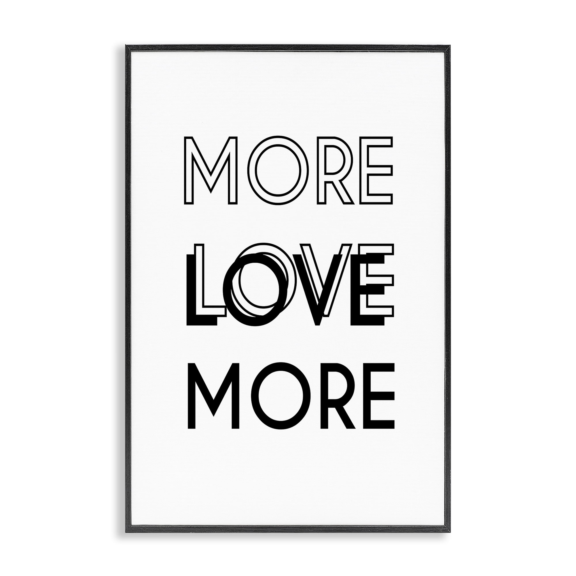 Stupell Industries More Love Typography Text & Numbers Painting Black Framed Art Print Wall Art, 20 x 30