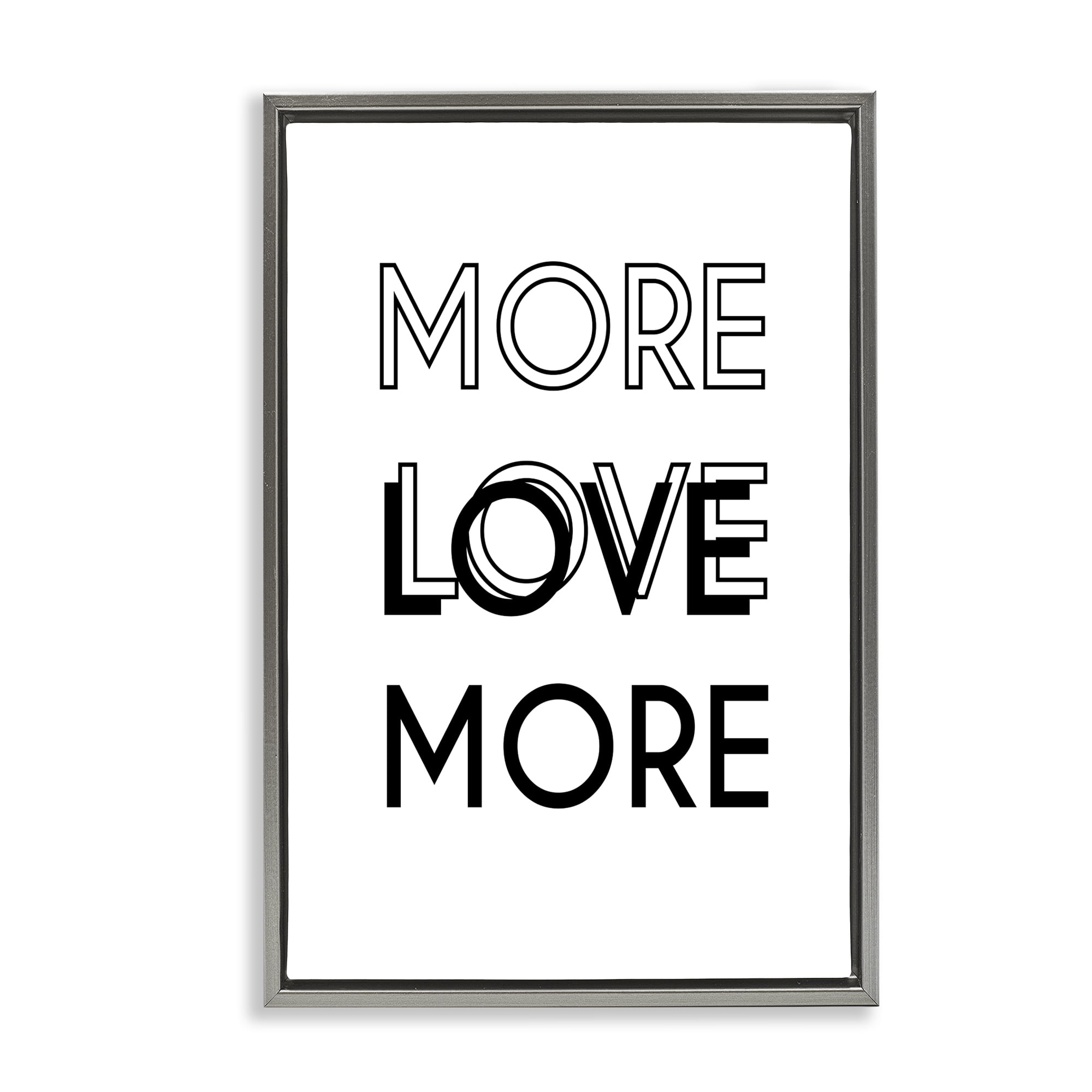 Stupell Industries More Love Typography Text & Numbers Painting Gray Floater Framed Canvas Art Print Wall Art, 17 x 25