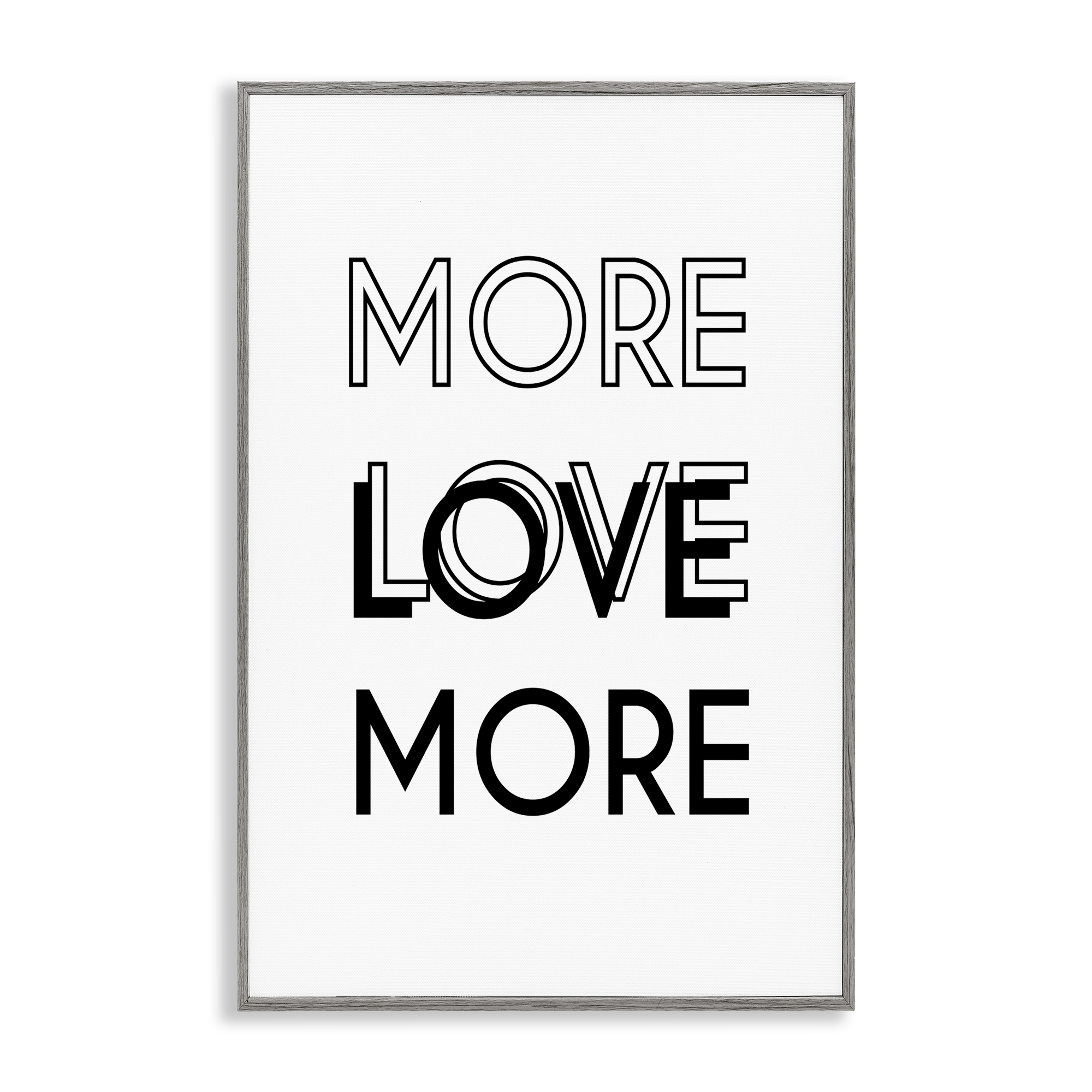 Stupell Industries More Love Typography Text & Numbers Painting Gray Framed Art Print Wall Art, 16 x 24