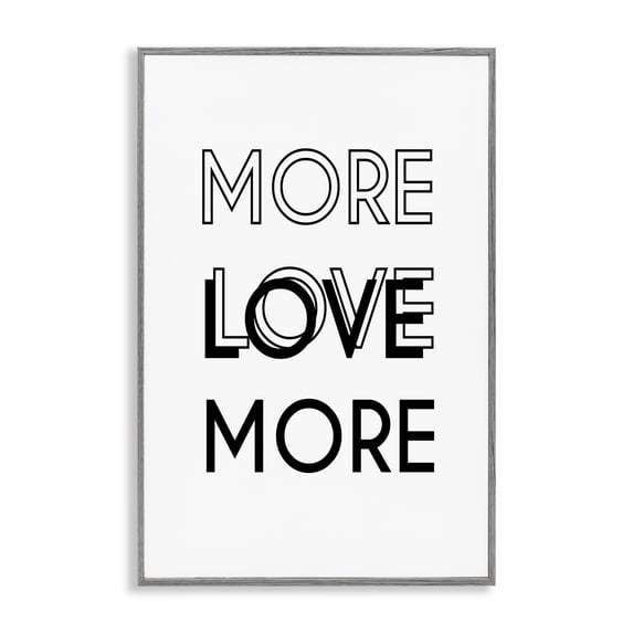 Stupell Industries More Love Typography Text & Numbers Painting Gray Framed Art Print Wall Art, 16 x 24