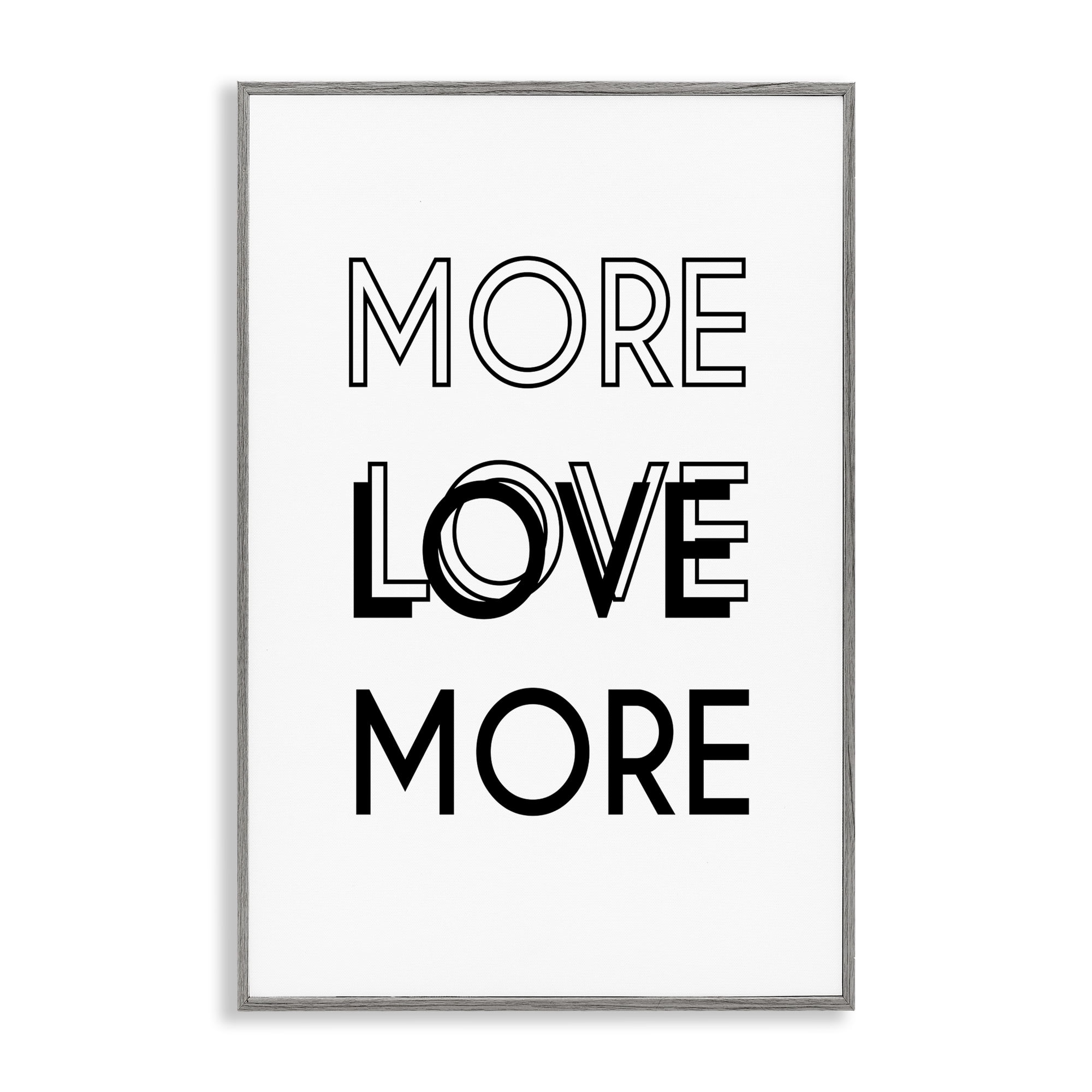 Stupell Industries More Love Typography Text & Numbers Painting Gray Framed Art Print Wall Art, 20 x 30