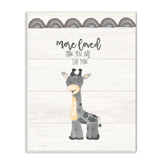 Stupell Industries More Loved Giraffe Cartoon Family Design Graphic Art Unframed Art Print Wall Art, 10x15, by Jo Moulton