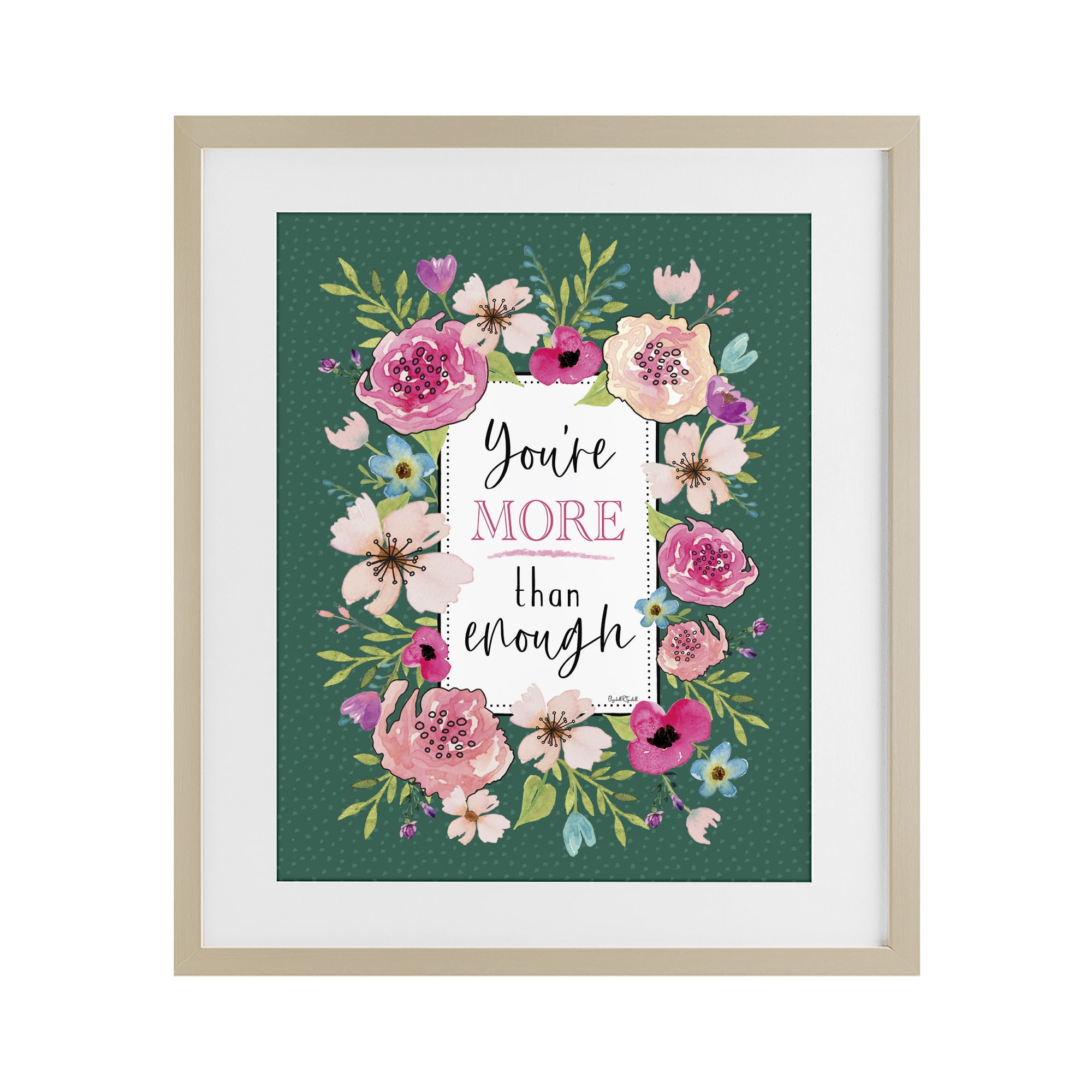 Stupell Industries More Than Enough with Florals Birch Framed Print Under Glass, design by Elizabeth Tyndall