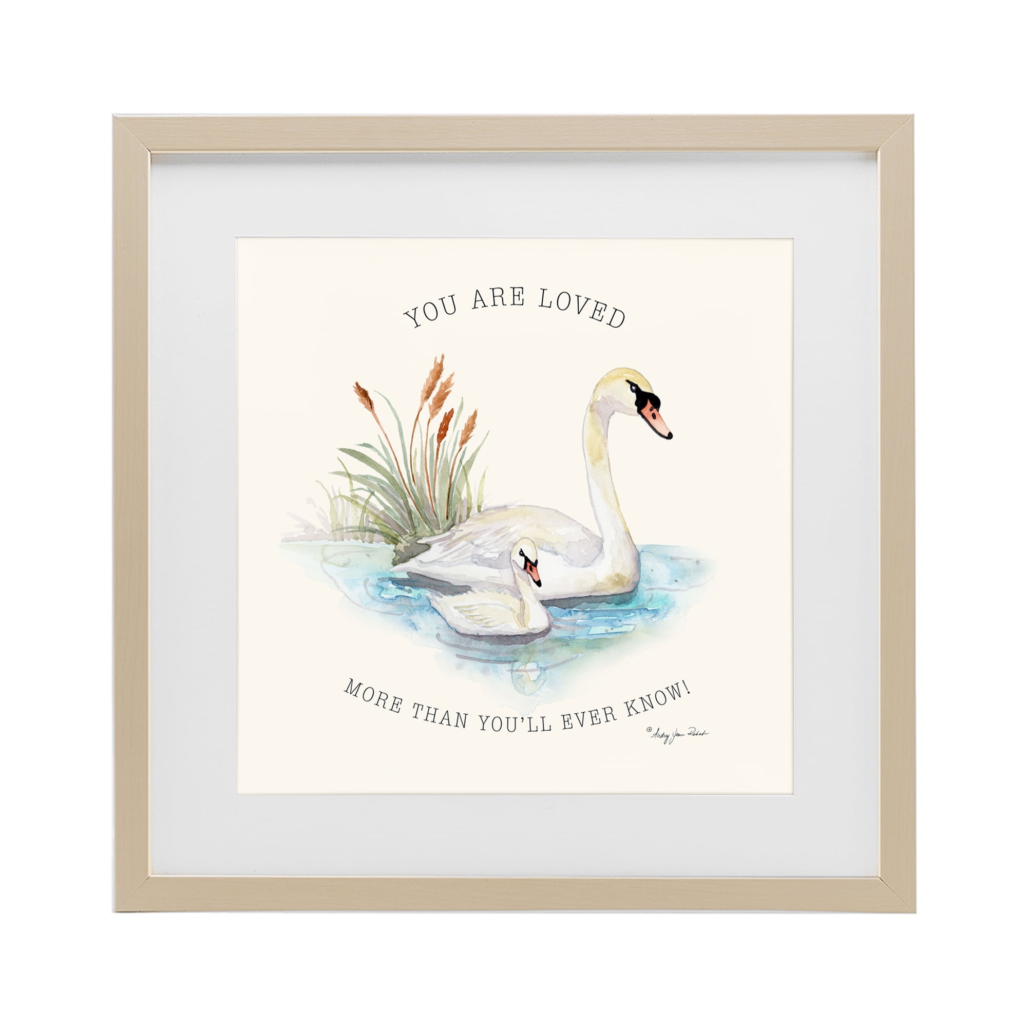 Stupell Industries More Than You Know Swans Birch Framed Print Under Glass, design by Audrey Jeanne Roberts