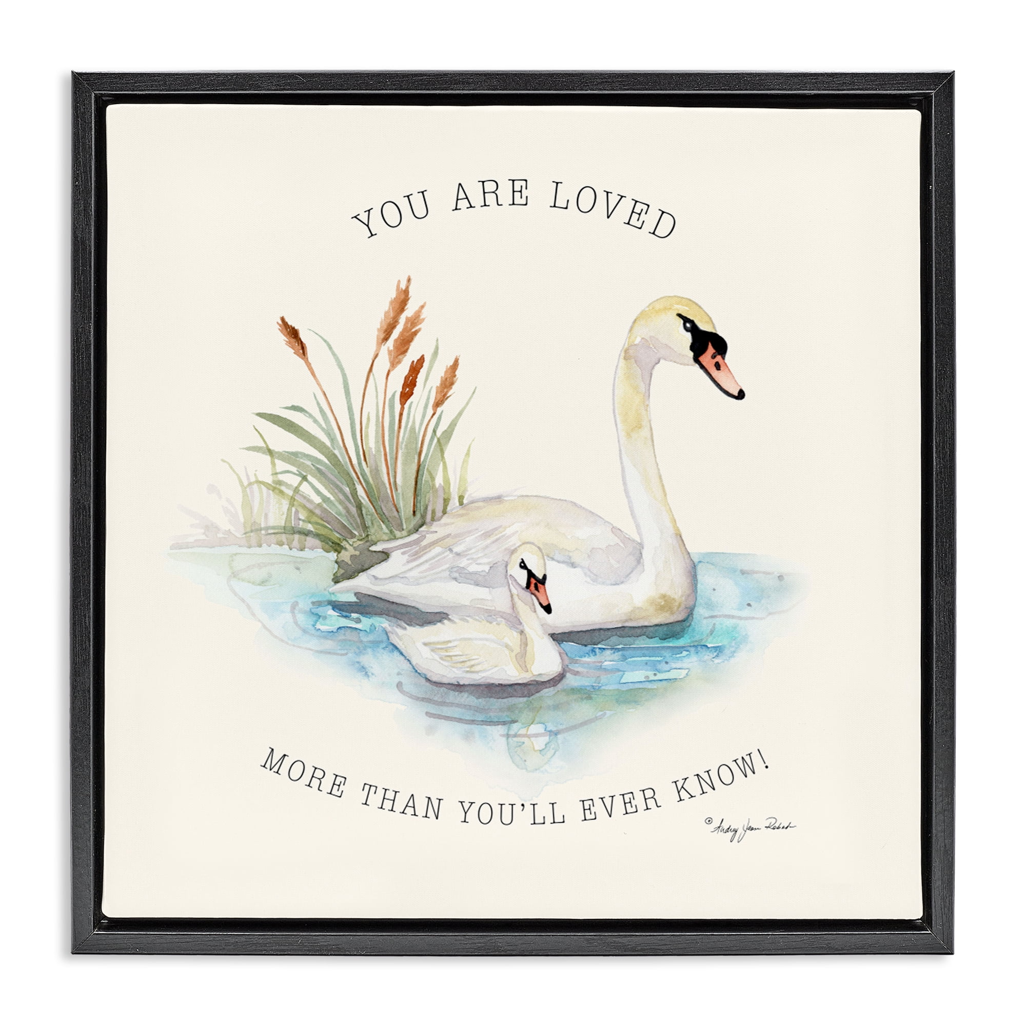 Stupell Industries More Than You Know Swans Black Framed Floater Canvas Wall Art, design by Audrey Jeanne Roberts