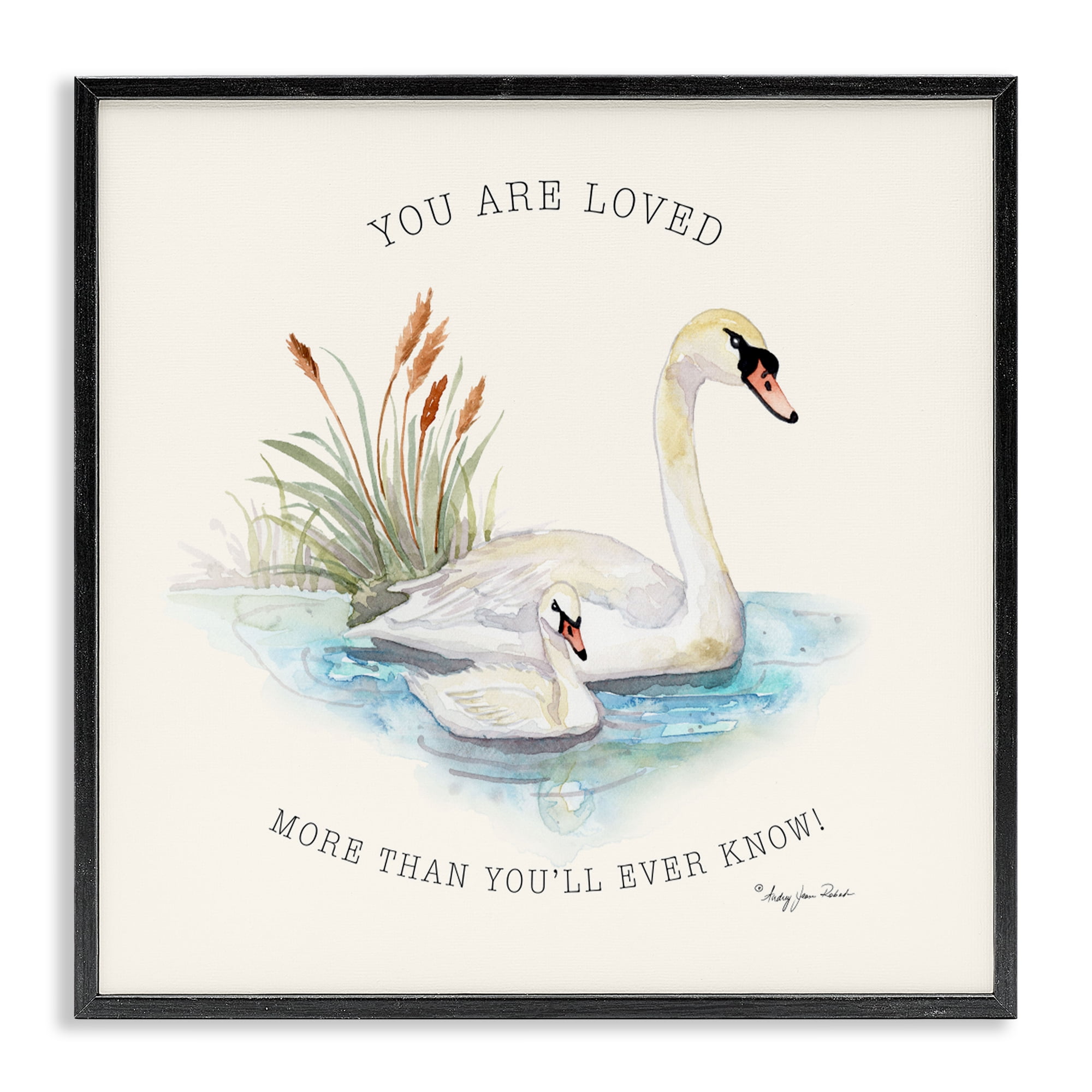 Stupell Industries More Than You Know Swans Black Framed Giclee Art, design by Audrey Jeanne Roberts