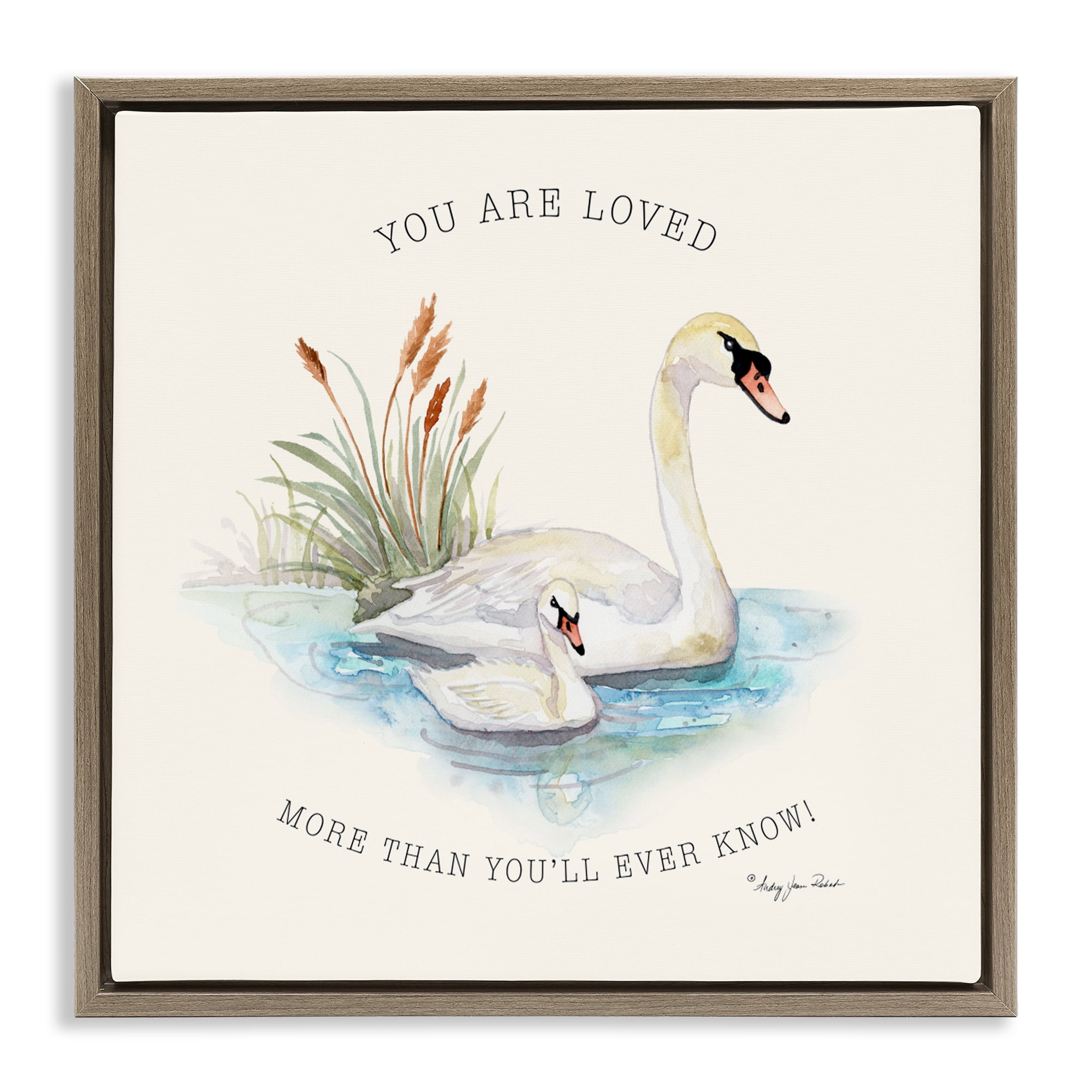 Stupell Industries More Than You Know Swans Brown Framed Floater Canvas Wall Art, design by Audrey Jeanne Roberts