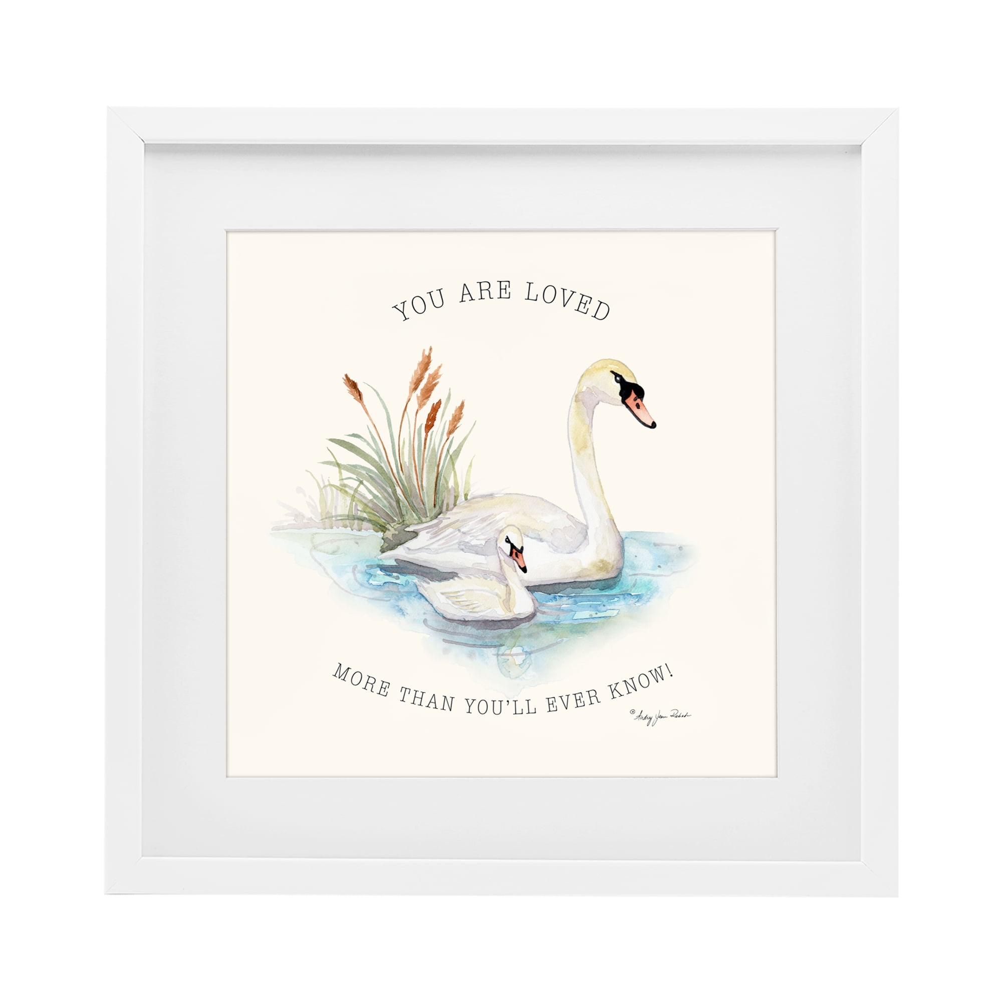 Stupell Industries More Than You Know Swans White Framed Print Under Glass, design by Audrey Jeanne Roberts